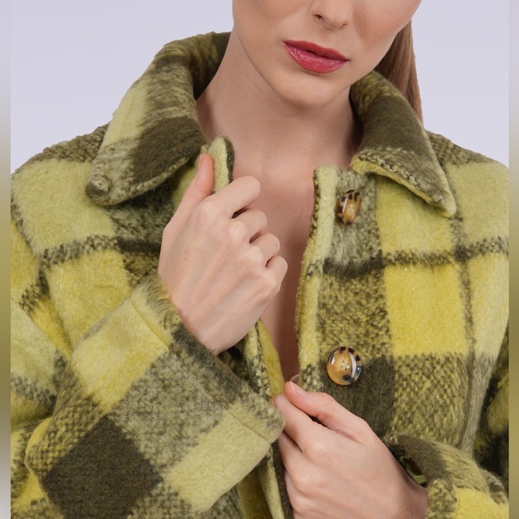 Minark Fuzzy Fleece Plaid Color Block Sherpa/Coat Button Down - Picture 3 of 5